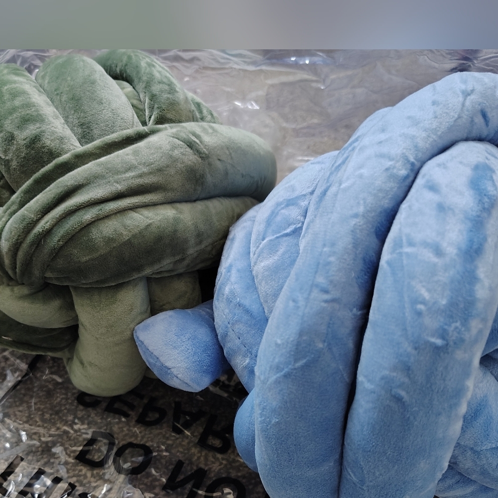 Plush Knots in Green and Blue
